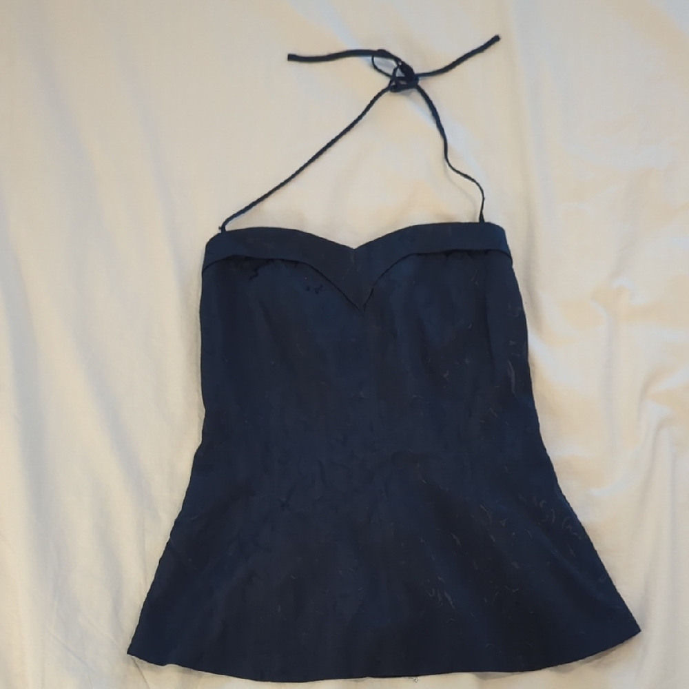 Navy Sweet Heart Halter Neck